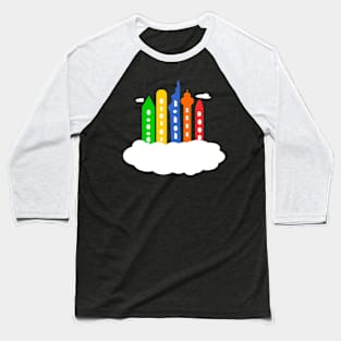 Colourful city in the clouds Baseball T-Shirt